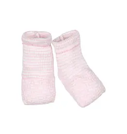 Paty Inc. Paty Inc.- Pink w/Pink Trim Knit Booties: Newborn