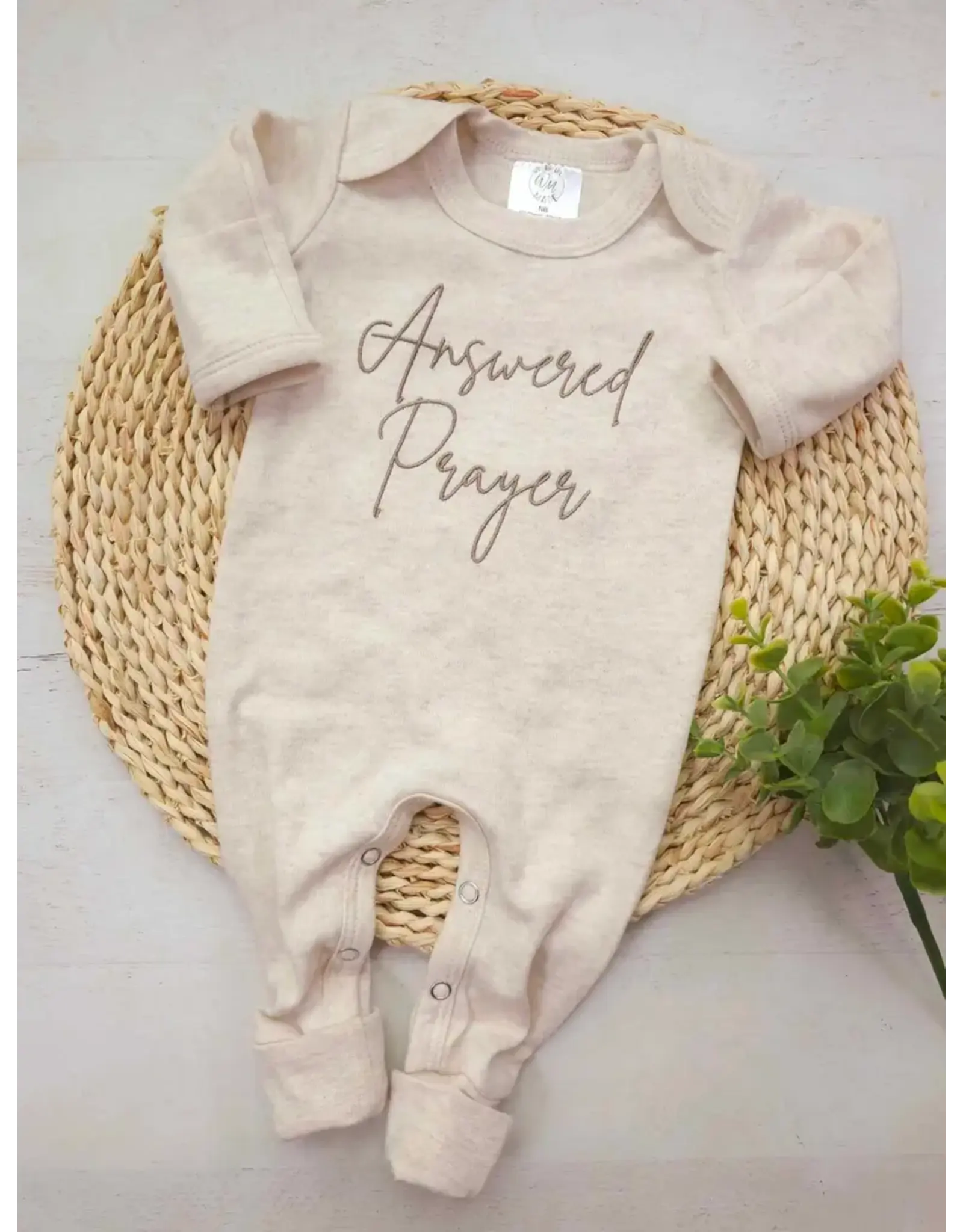 Wonderfully Made Wonderfully Made- Answered Prayer Oatmeal Romper: NB