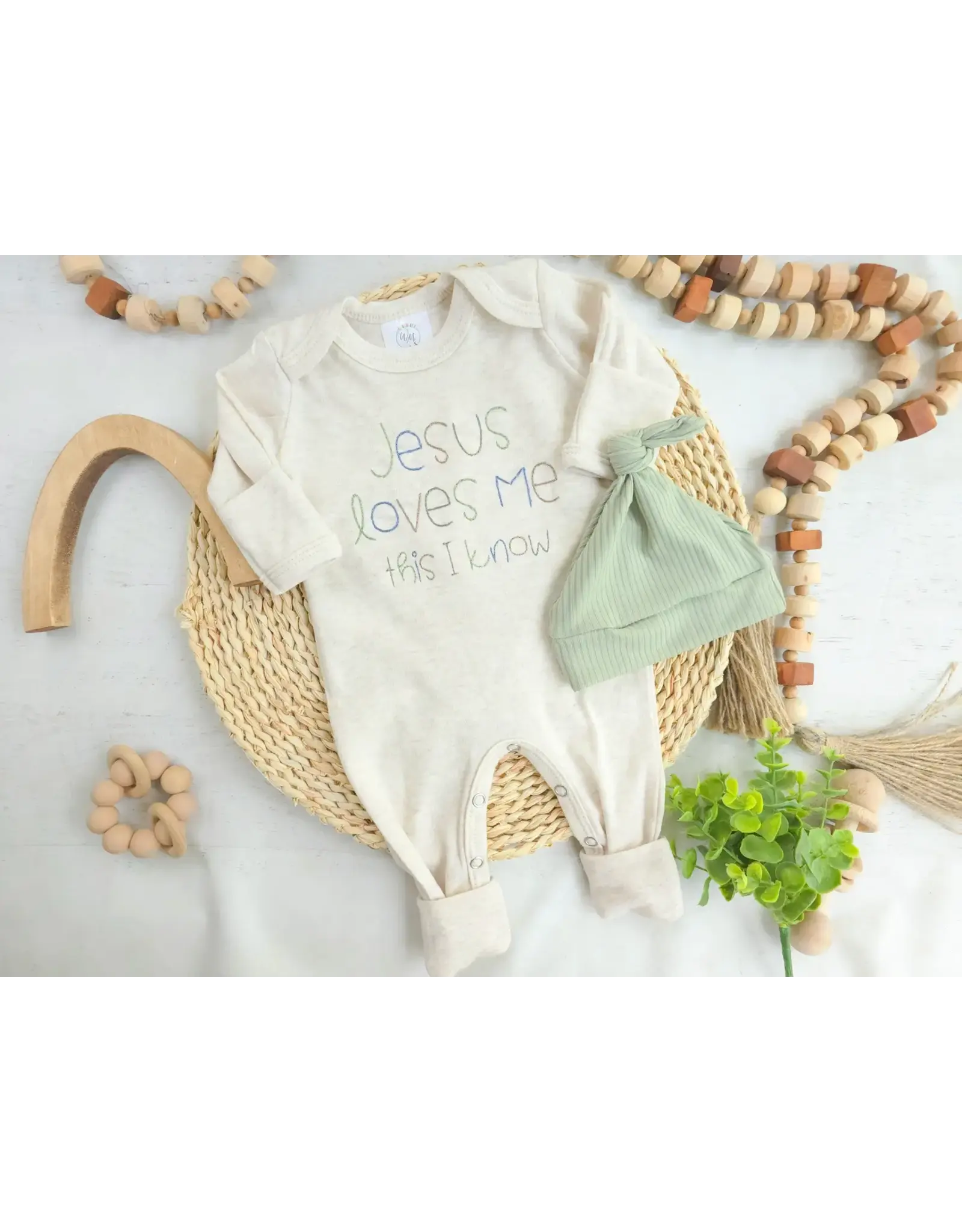 Wonderfully Made Wonderfully Made- Jesus Loves Me Boy Romper & Hat: NB