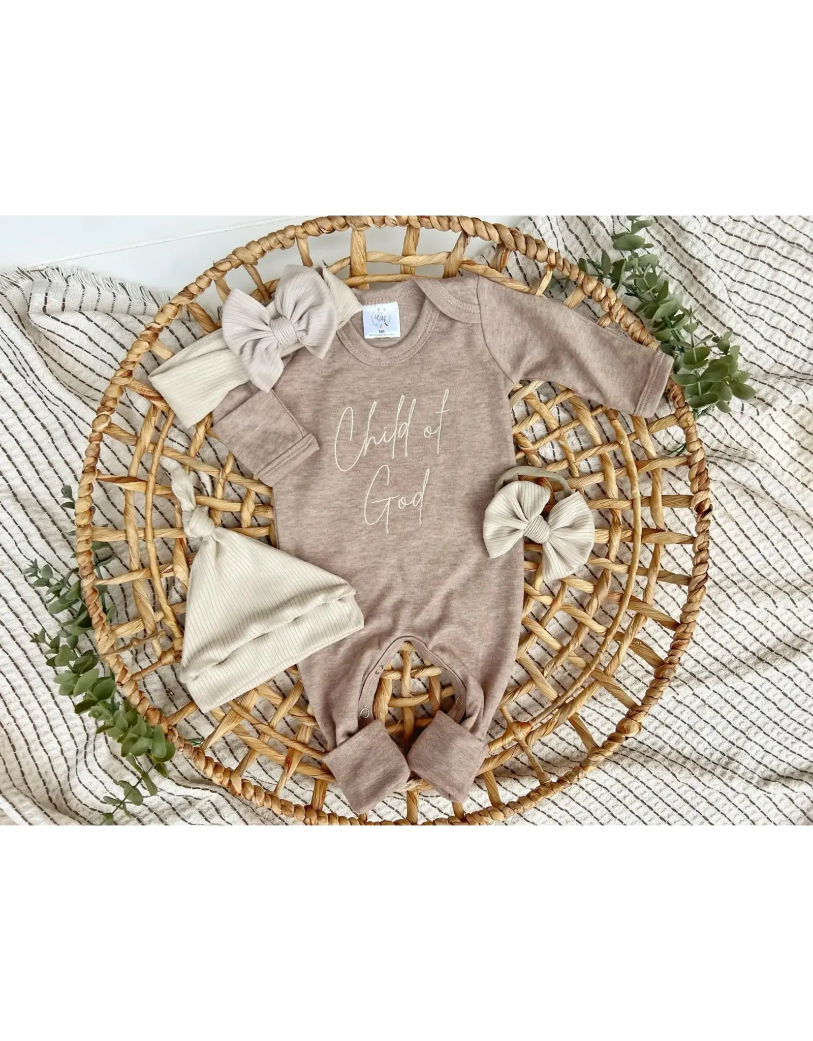 Wonderfully Made Wonderfully Made- Child of God Mocha Romper: NB