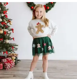 Sweet Wink- Gingerbread Sequin  Patch Christmas Sweatshirt