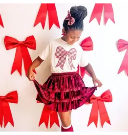 Sweet Wink- Christmas Plaid Bow Patch S/S Shirt