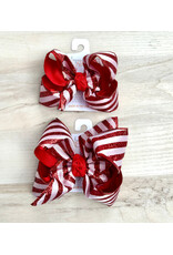 Beyond Creations Beyond Creations - Red Christmas Glitter Stripe layered Bow