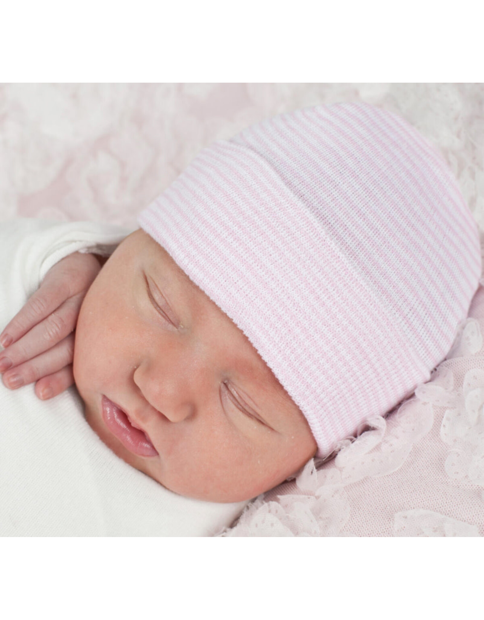 ILYBEAN Ilybean- Pink & White Stripe Hat Nursery Beanie