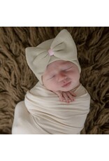ILYBEAN Ilybean- Oatmeal Bow w/ Pink Ribbon Nursery Beanie