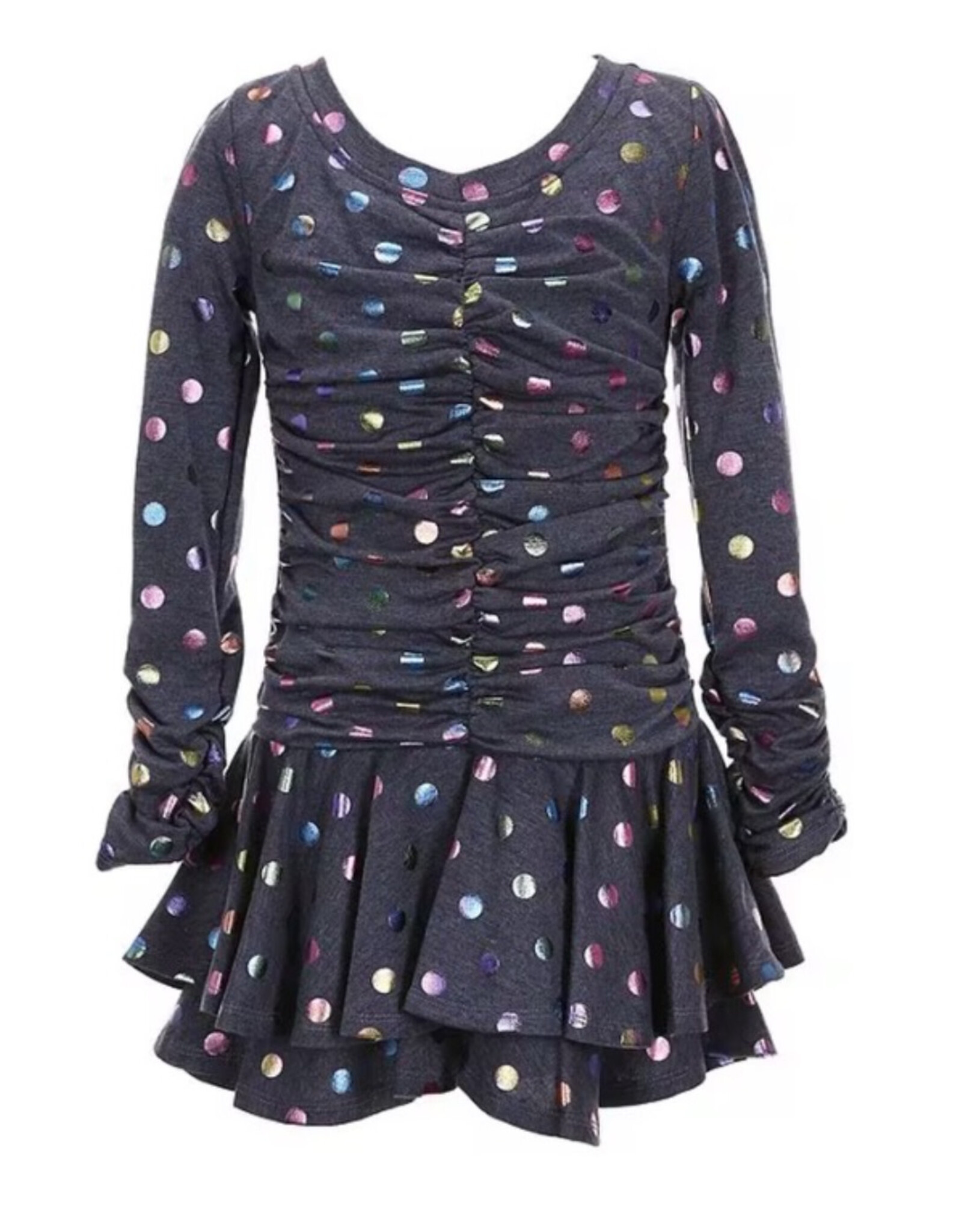 Bonnie  Jean Bonnie Jean-  Iridescent Dotted Shirred Dress
