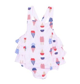 Angel Dear Angel Dear- American Ice Cream Pink Ruffle Sunsuit