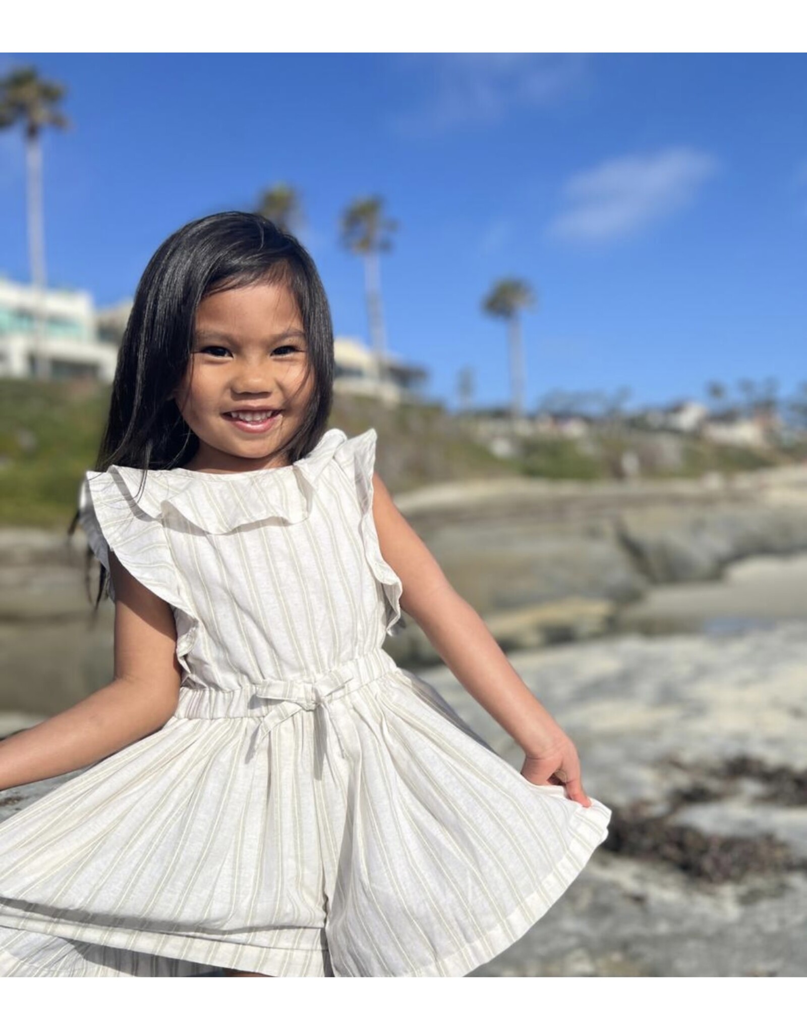 Vignette Vignette- Sandy Romper: Blue Stripe