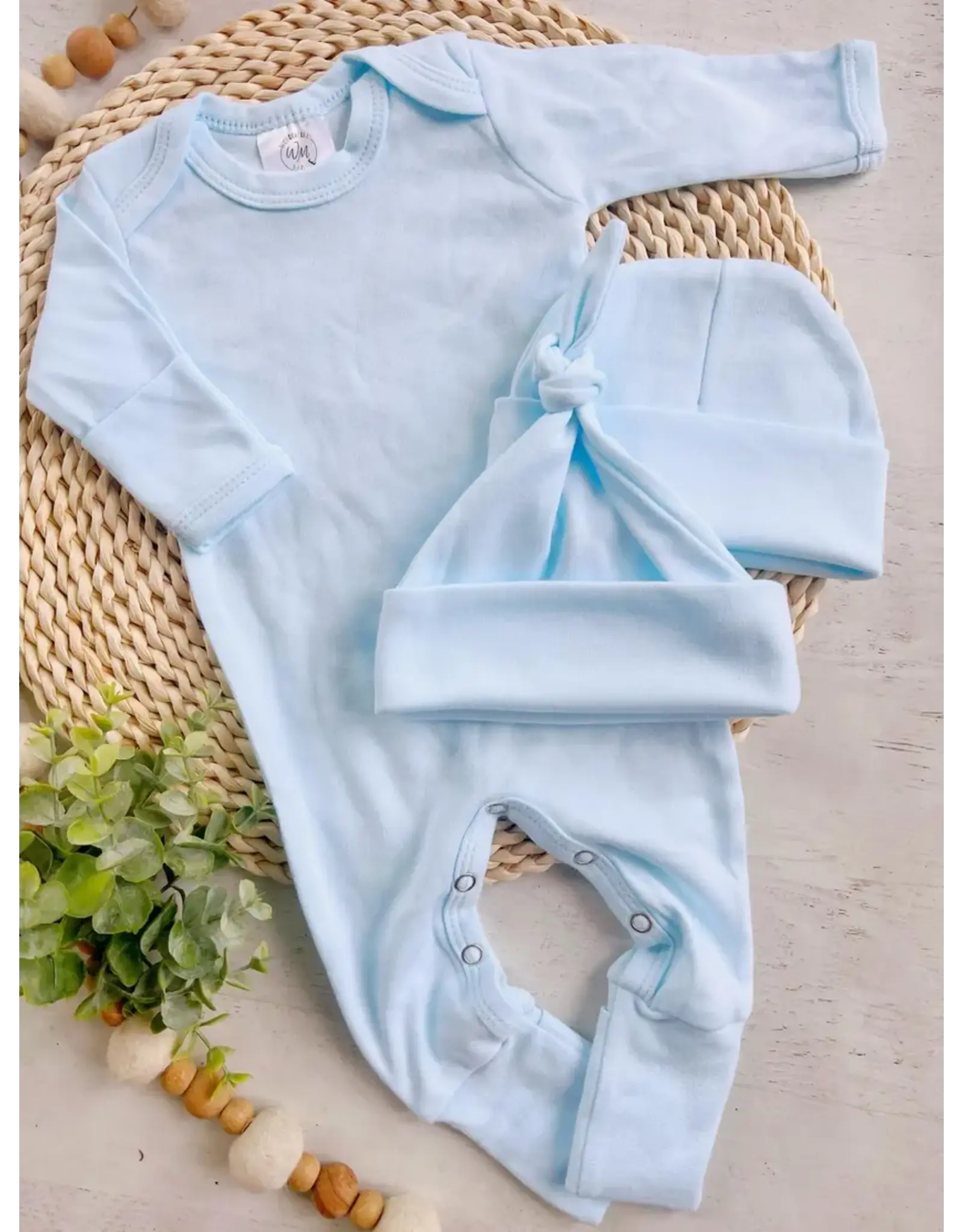 Wonderfully Made Wonderfully Made- Light Blue Solid Romper: NB