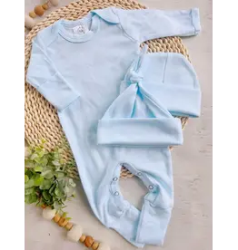 Wonderfully Made Wonderfully Made- Light Blue Solid Romper: NB