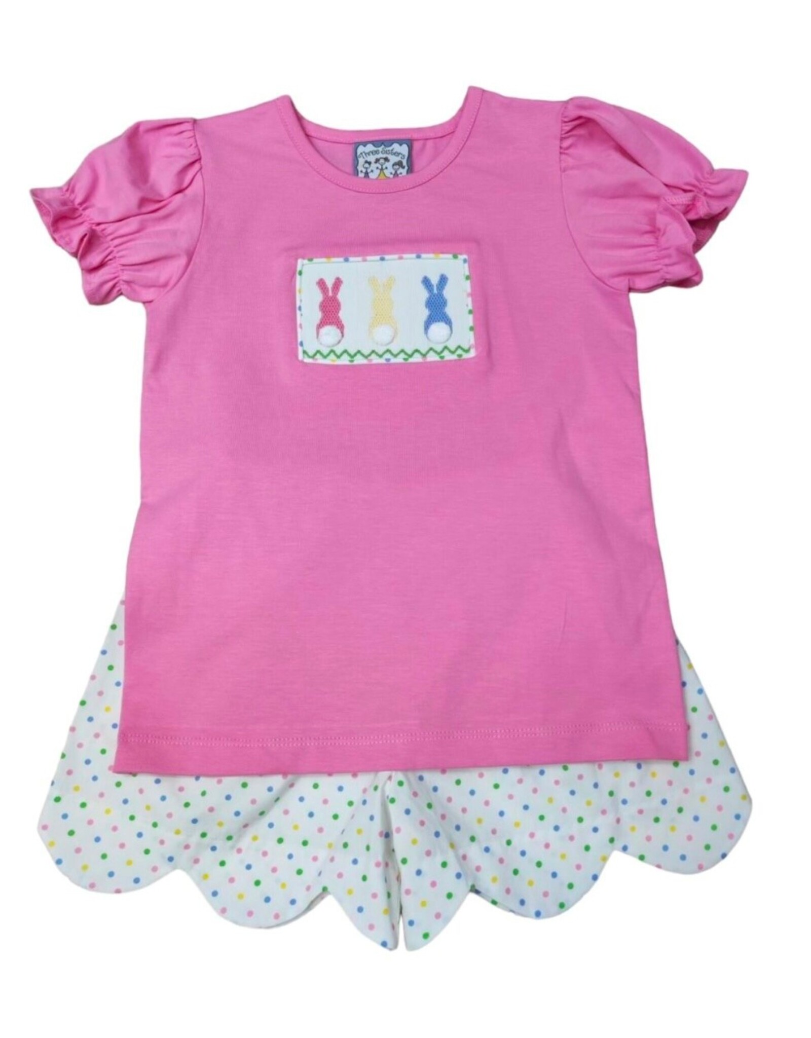Three Sisters Three Sisters- Bunny Hop Smocked Girls Short Set
