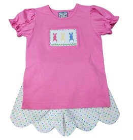 Three Sisters Three Sisters- Bunny Hop Smocked Girls Short Set