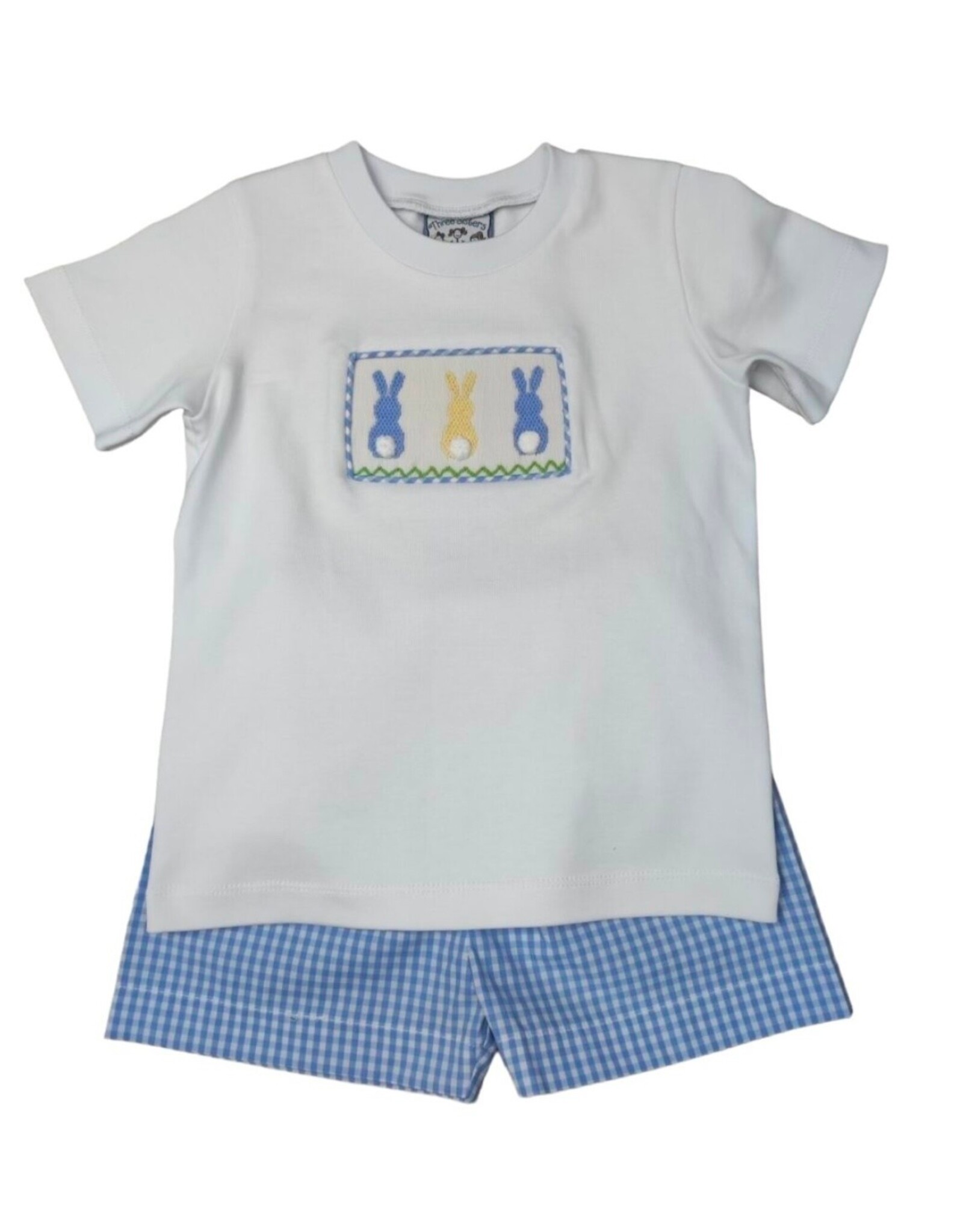 Three Sisters Three Sisters- Bunny Hop Smocked Boys Short Set