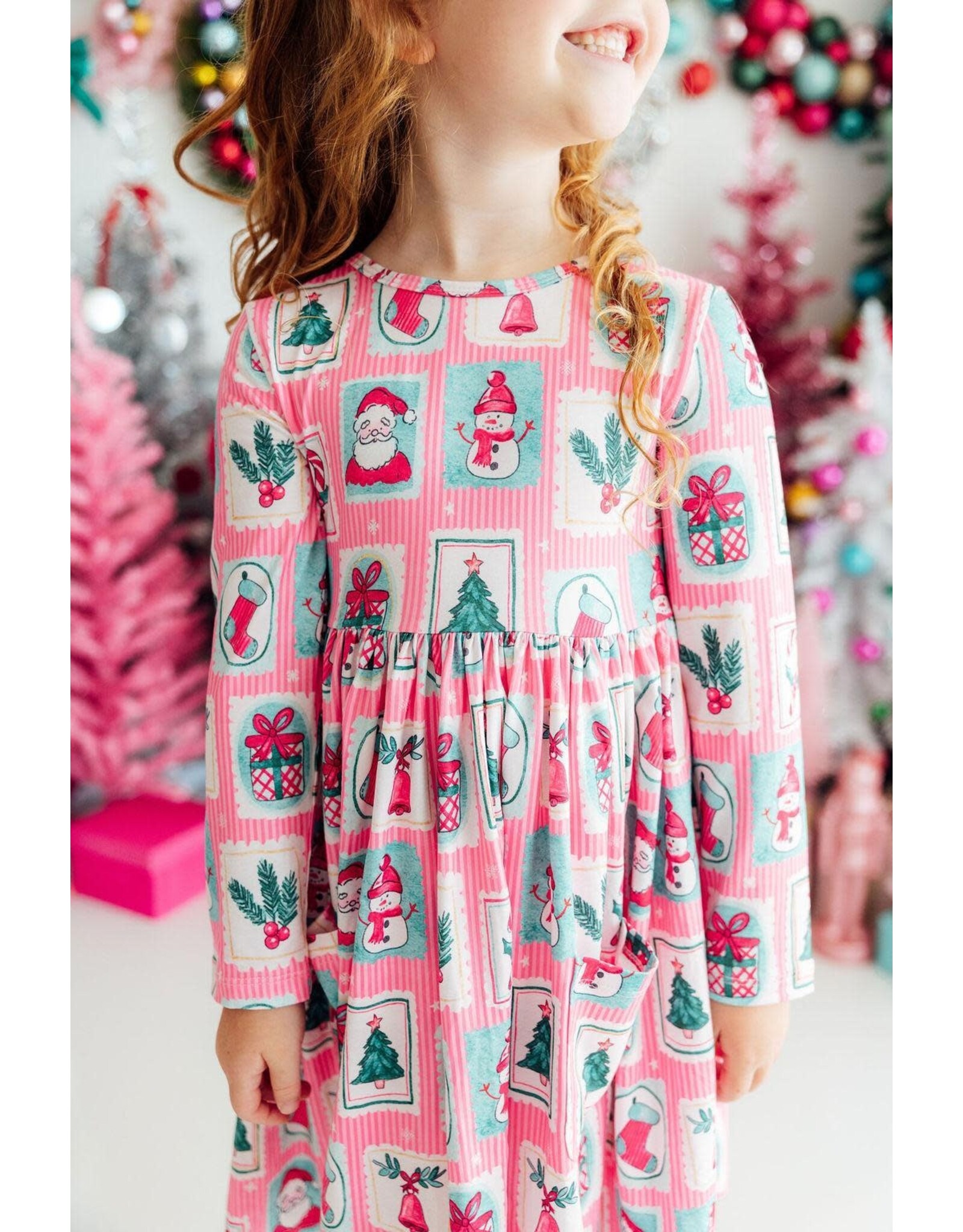 Mila & Rose Mila & Rose- Dear Santa L/S Pocket Twirl Dress
