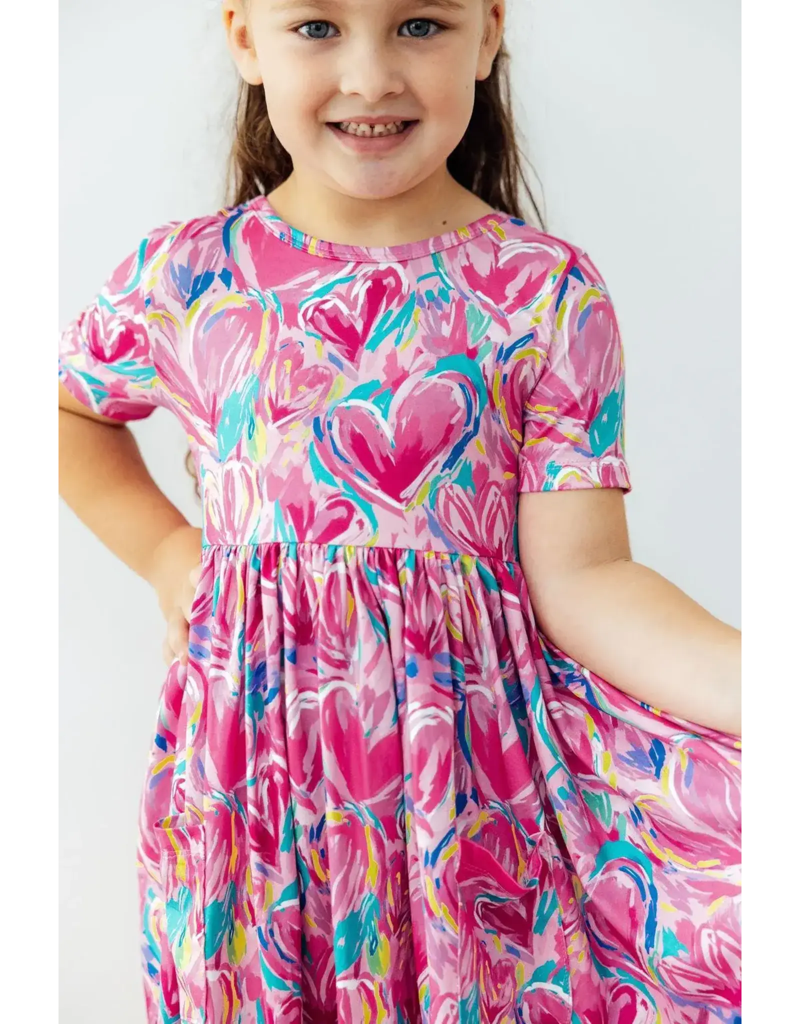 Mila & Rose Mila & Rose- Sweetheart Scribble Pocket Twirl Dress