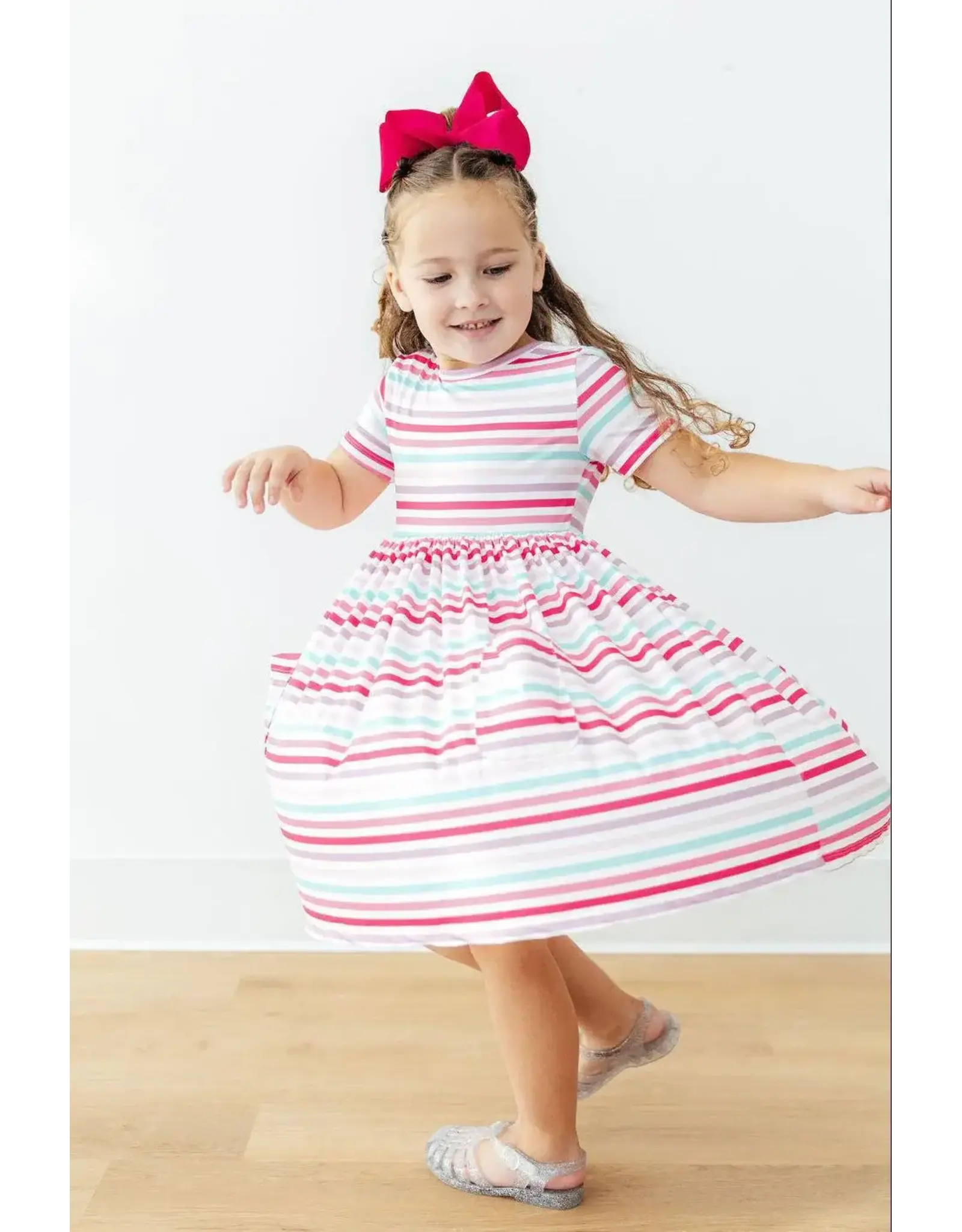 Mila & Rose Mila & Rose- Pastel Stripes Pocket Twirl Dress