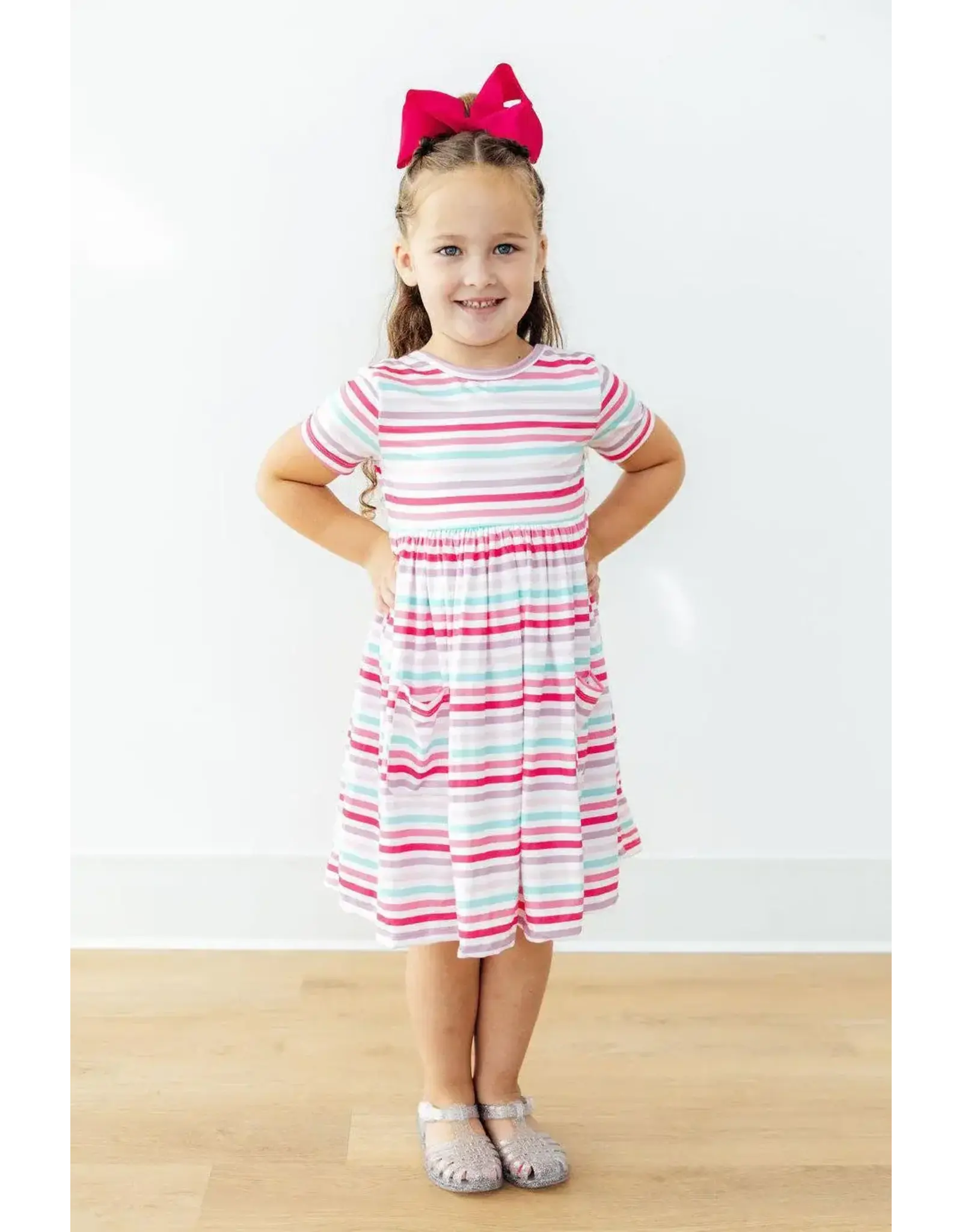 Mila & Rose Mila & Rose- Pastel Stripes Pocket Twirl Dress