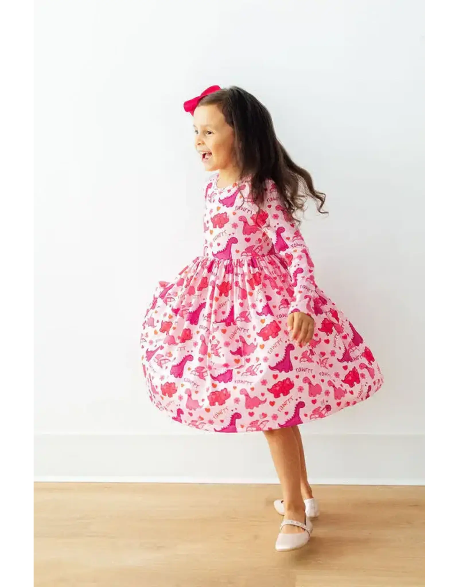 Mila & Rose Mila & Rose- Dino Kisses L/S Pocket Twirl Dress