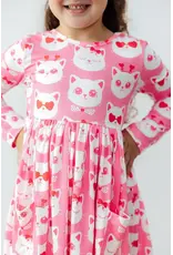 Mila & Rose Mila & Rose- Cutie Cat L/S Pocket Twirl Dress