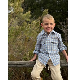 Me & Henry Me & Henry- Sawyer Fishing: Blue/Sky Plaid Shirt