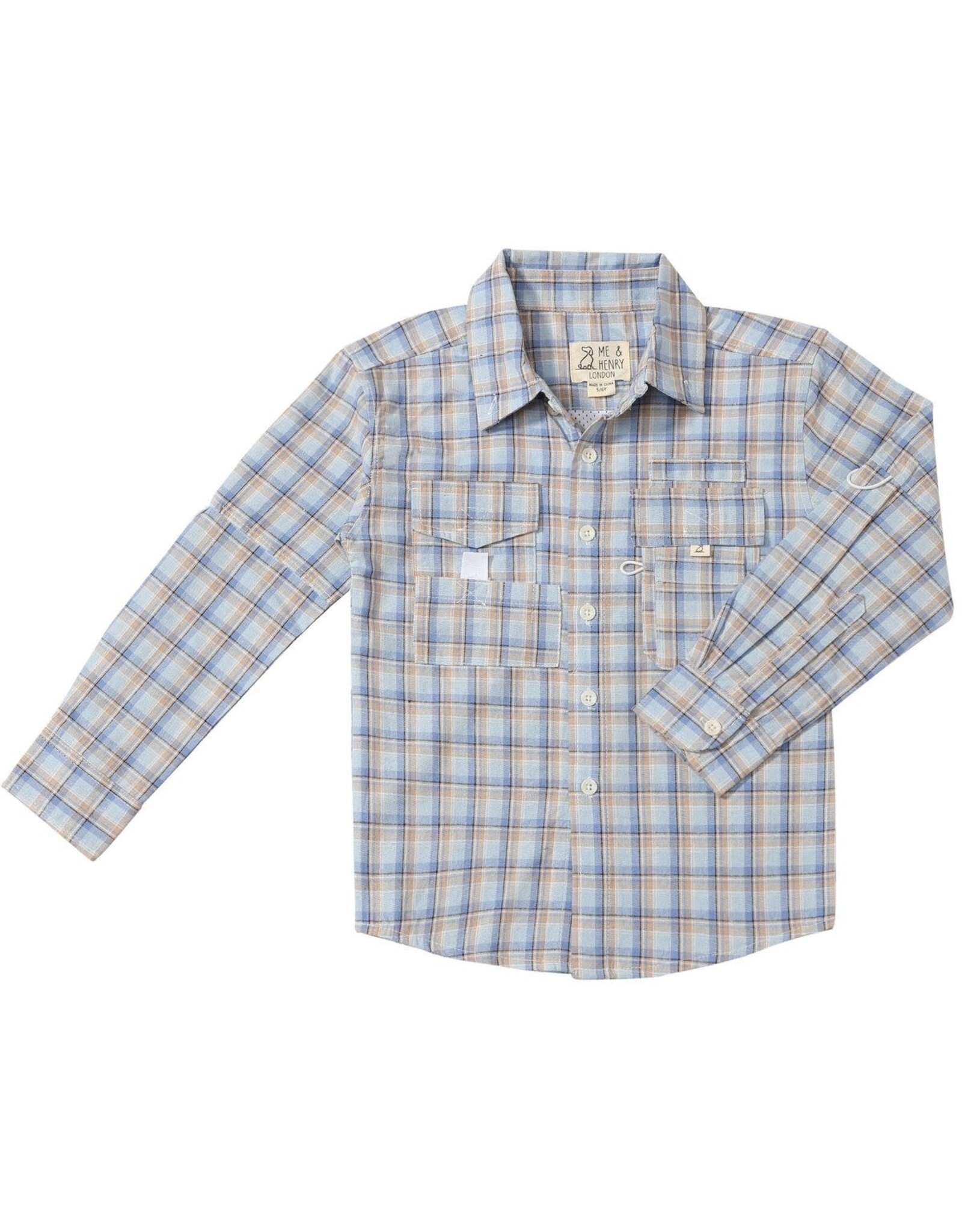 Me & Henry Me & Henry- Sawyer Fishing: Blue/Sky Plaid Shirt