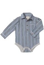 Me & Henry Me & Henry- Jasper Woven Onesie: Navy Multi Plaid