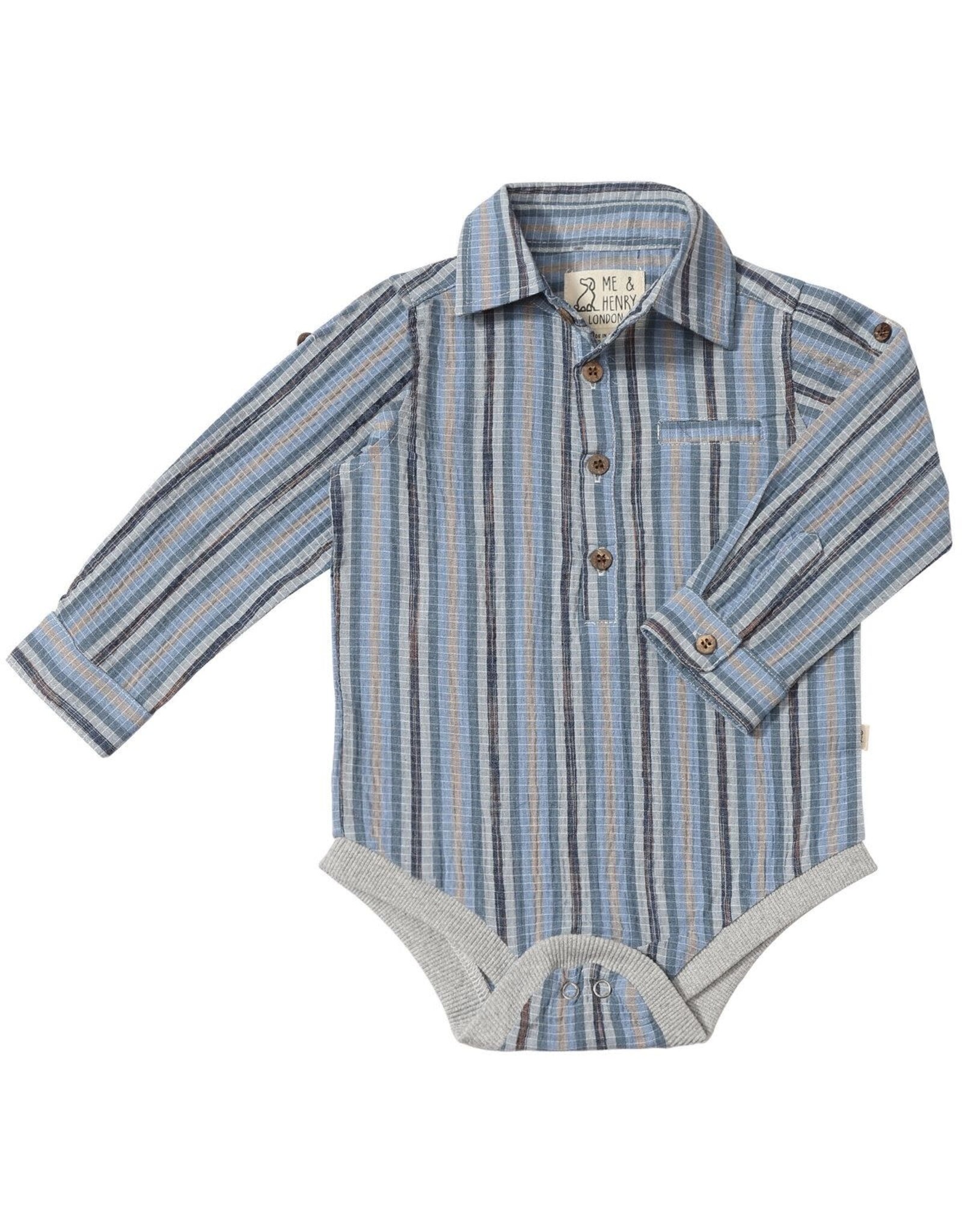Me & Henry Me & Henry- Jasper Woven Onesie: Navy Multi Plaid