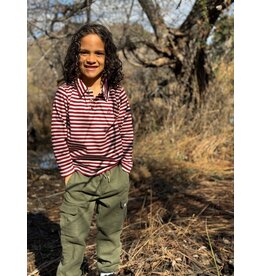 Me & Henry Me & Henry- Spencer Polo: Burgundy/Cream Stripe