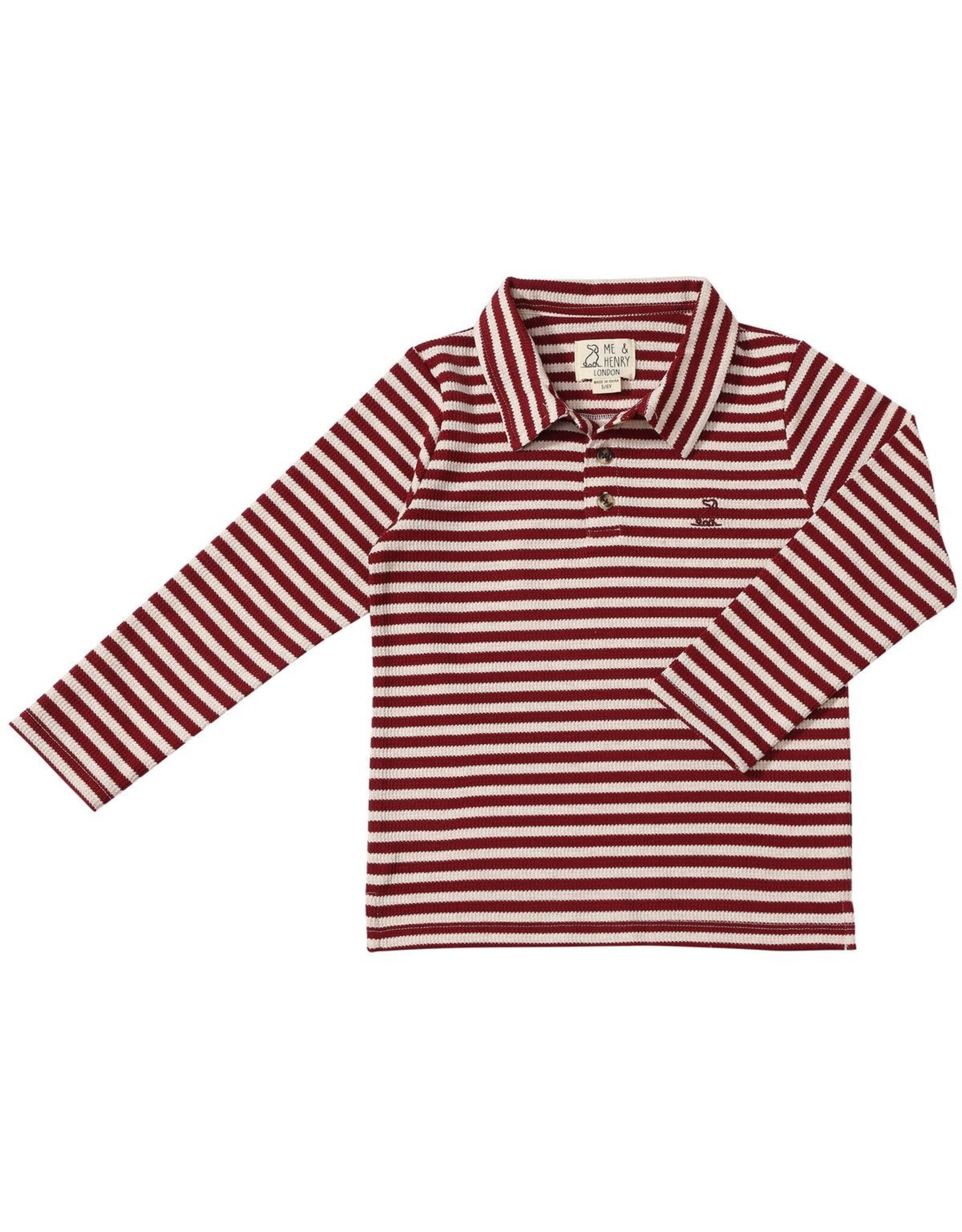 Me & Henry Me & Henry- Spencer Polo: Burgundy/Cream Stripe