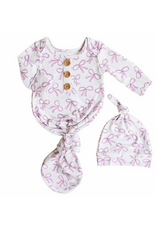 Caden Lane Caden Lane- Blushing Bows Newborn Knot Gown & Hat Set