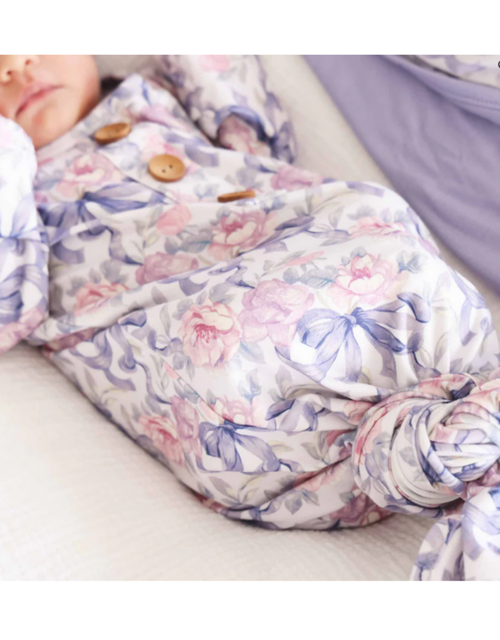 Caden Lane Caden Lane- Leighton's Lavender Newborn Knot Gown & Hat Set