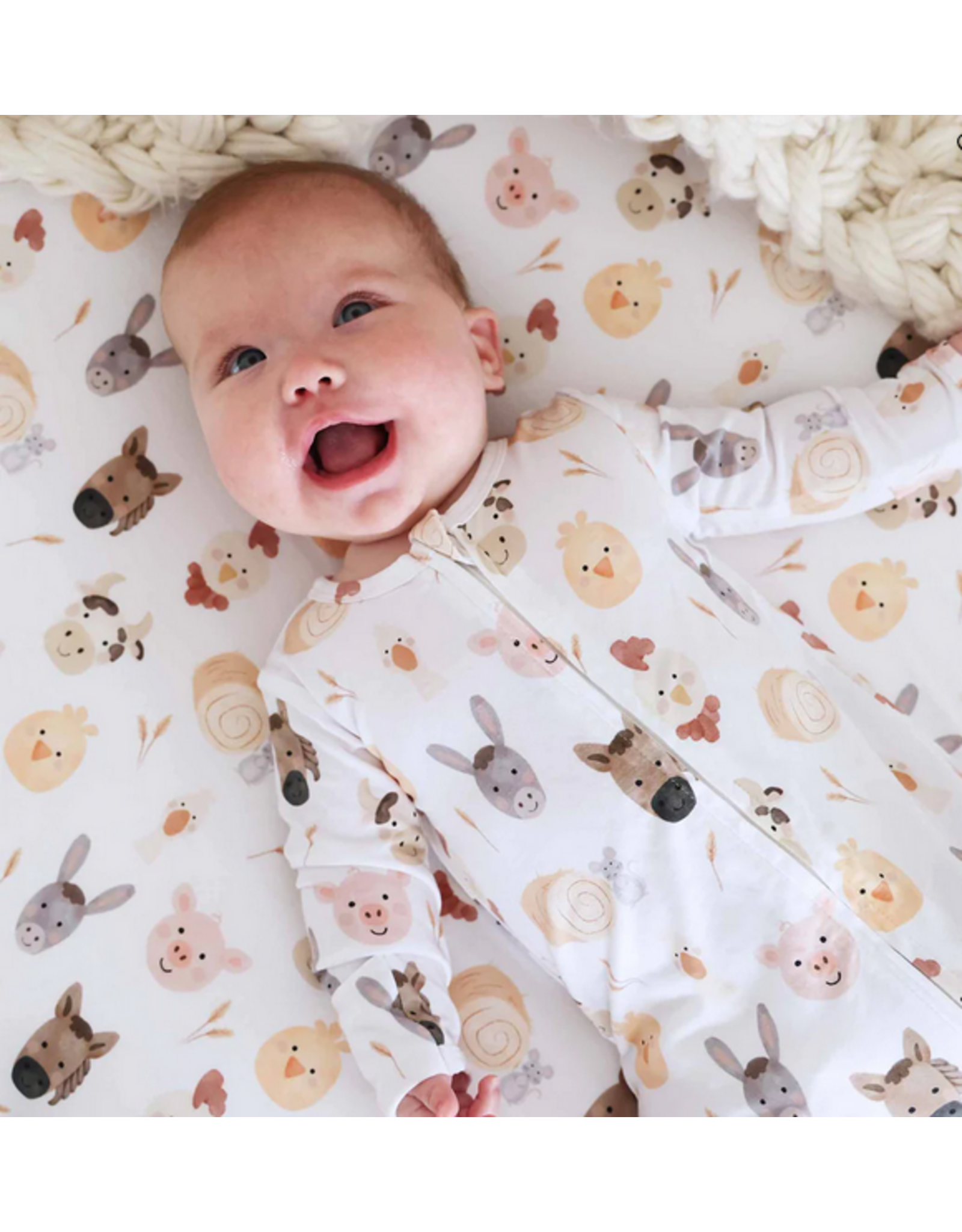 Caden Lane Caden Lane- Barnyard Buddies Convertible Zip Romper