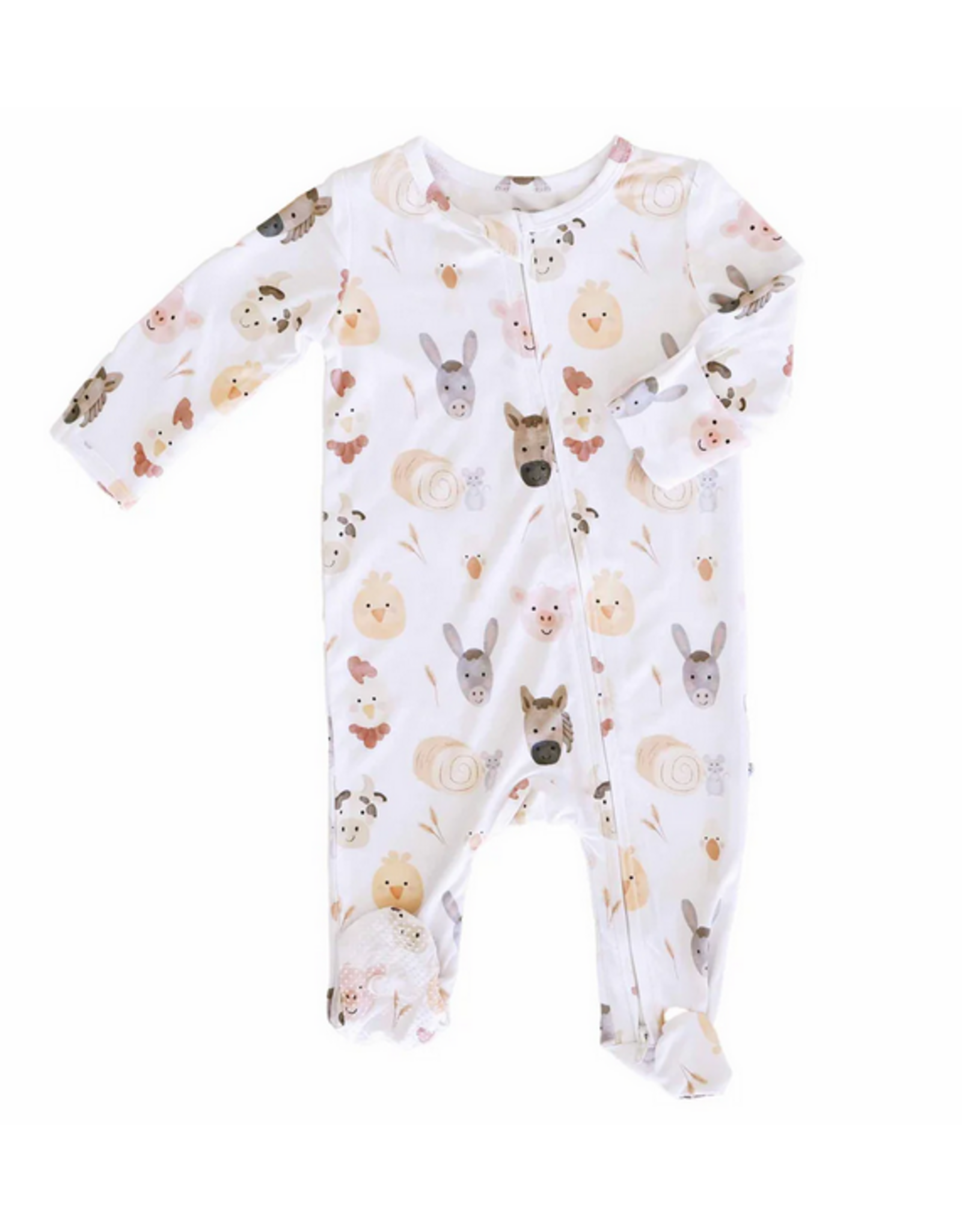 Caden Lane Caden Lane- Barnyard Buddies Convertible Zip Romper