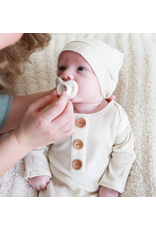 Caden Lane Caden Lane- Big Check Bamboo Waffle Newborn Gown & Hat