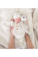 Caden Lane Caden Lane- Big Check Bamboo Waffle Newborn Gown & Hat