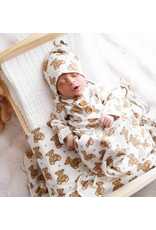 Caden Lane Caden Lane- Beary Sweet Bamboo Waffle Newborn Gown & Hat
