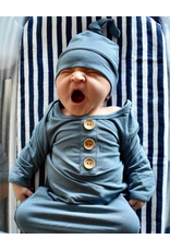 Caden Lane Caden Lane- Solid Dusty Blue Bamboo Newborn Knot Gown & Hat