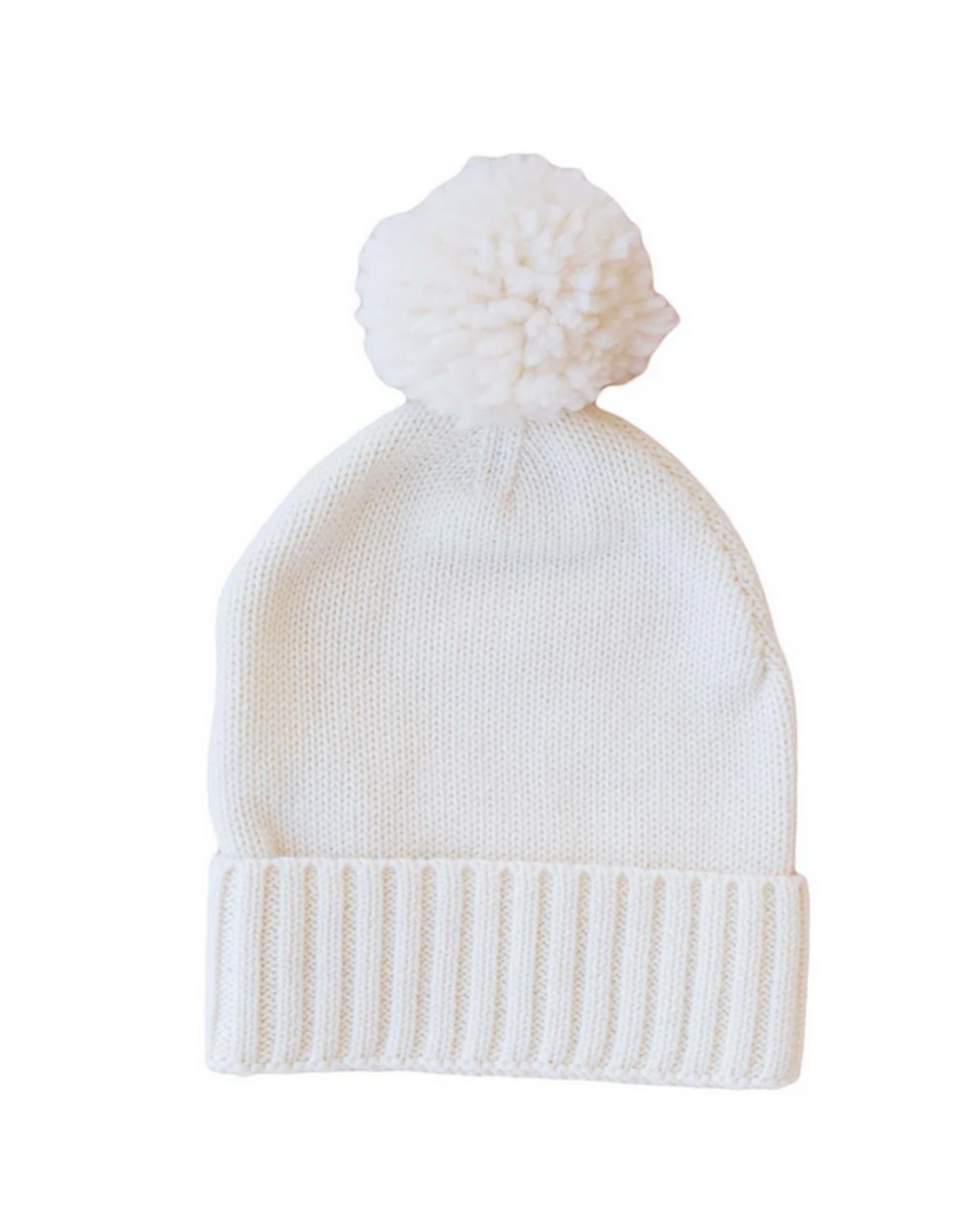 Caden Lane Caden Lane- Ivory Knit Pom Pom Newborn Beanie