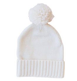Caden Lane Caden Lane- Ivory Knit Pom Pom Newborn Beanie