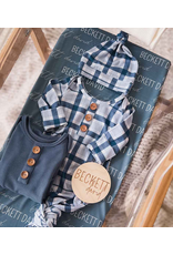 Caden Lane Caden Lane- Paxton's Plaid Newborn Knot Gown & Hat