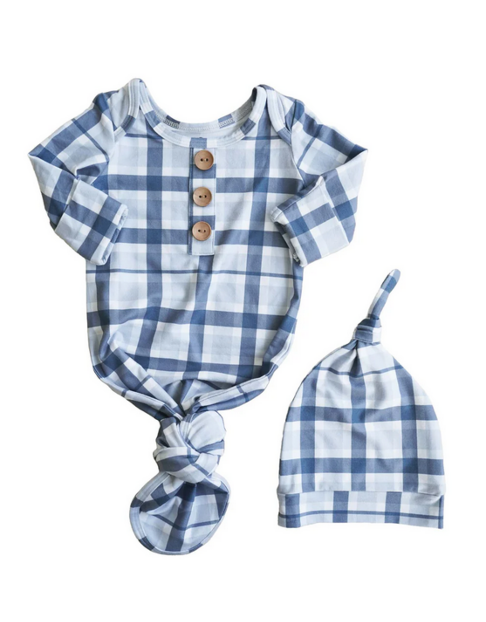 Caden Lane Caden Lane- Paxton's Plaid Newborn Knot Gown & Hat