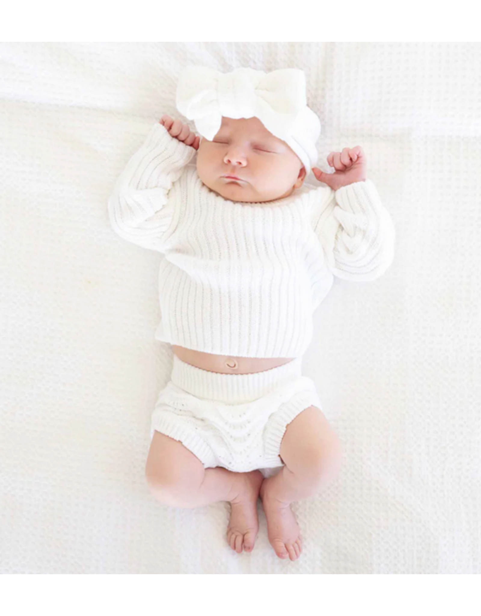 Caden Lane Caden Lane- Dove Knit Sweater & Lace Bloomer Set