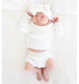Caden Lane Caden Lane- Dove Knit Sweater & Lace Bloomer Set