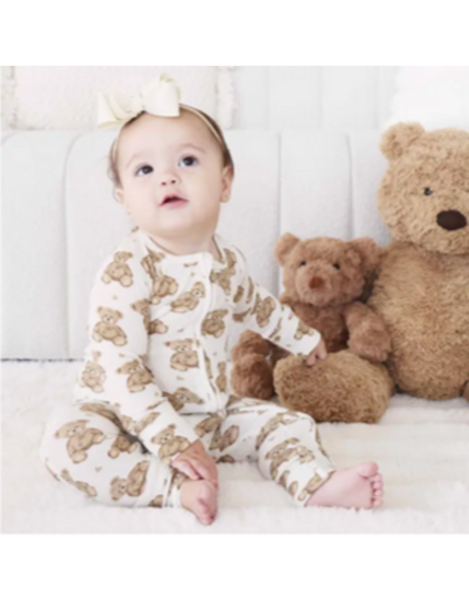 Caden Lane Caden Lane- Beary Sweet Bamboo Waffle Convertible Zip Romper