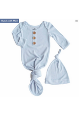 Caden Lane Caden Lane- Ice Blue Bamboo Waffle Newborn Gown & Hat