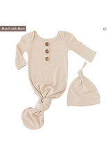 Caden Lane Caden Lane- Oatmeal Bamboo Waffle Newborn Gown & Hat