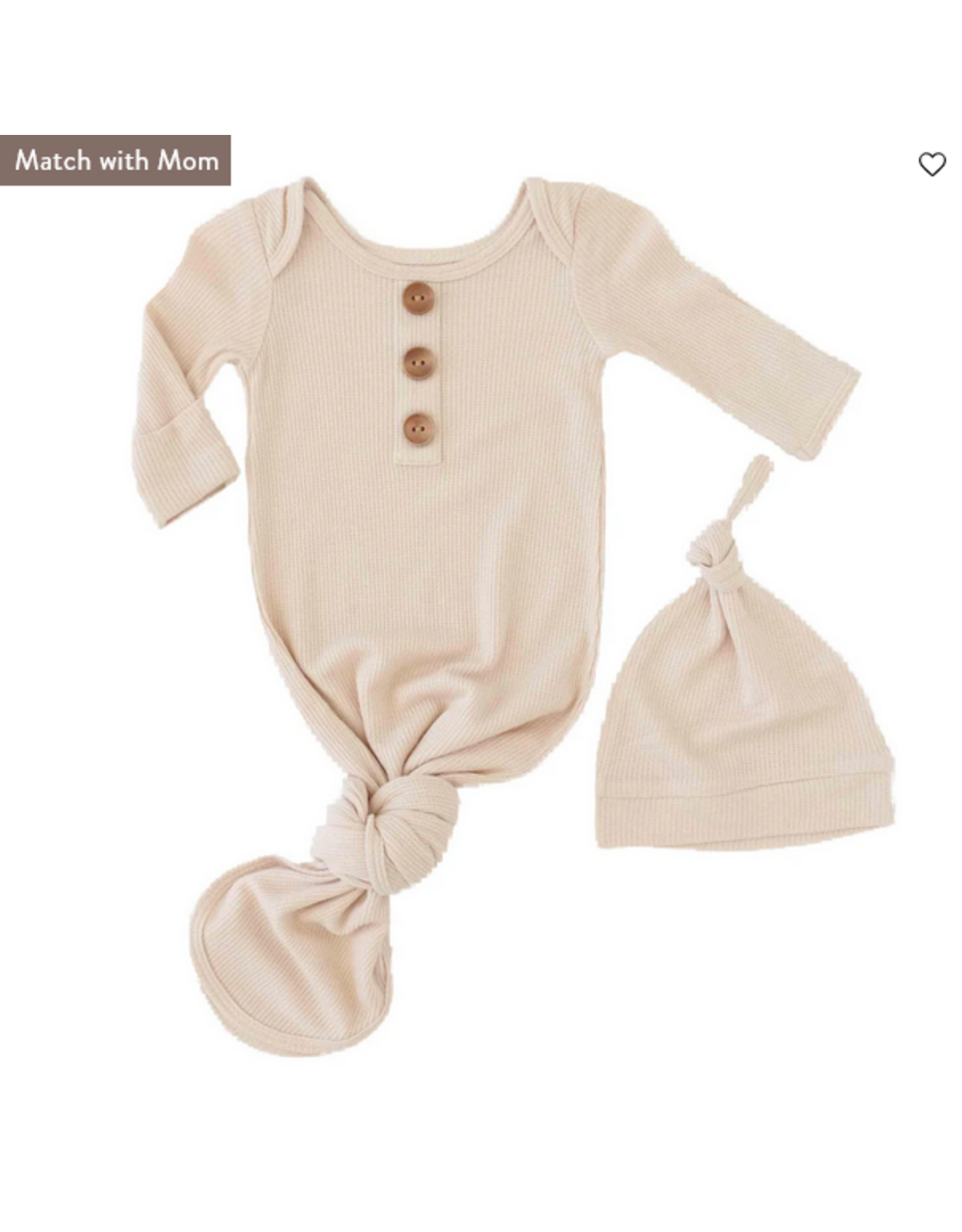 Caden Lane Caden Lane- Oatmeal Bamboo Waffle Newborn Gown & Hat