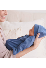 Caden Lane Caden Lane- Steel Blue Ribbed Bamboo Newborn Knot Gown & Hat