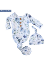Caden Lane Caden Lane- Bailey's Blue Floral Newborn Gown & Hat Set