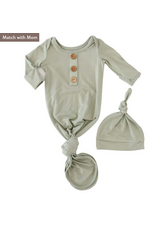 Caden Lane Caden Lane- Moss Bamboo Newborn Knot Gown & Hat Set